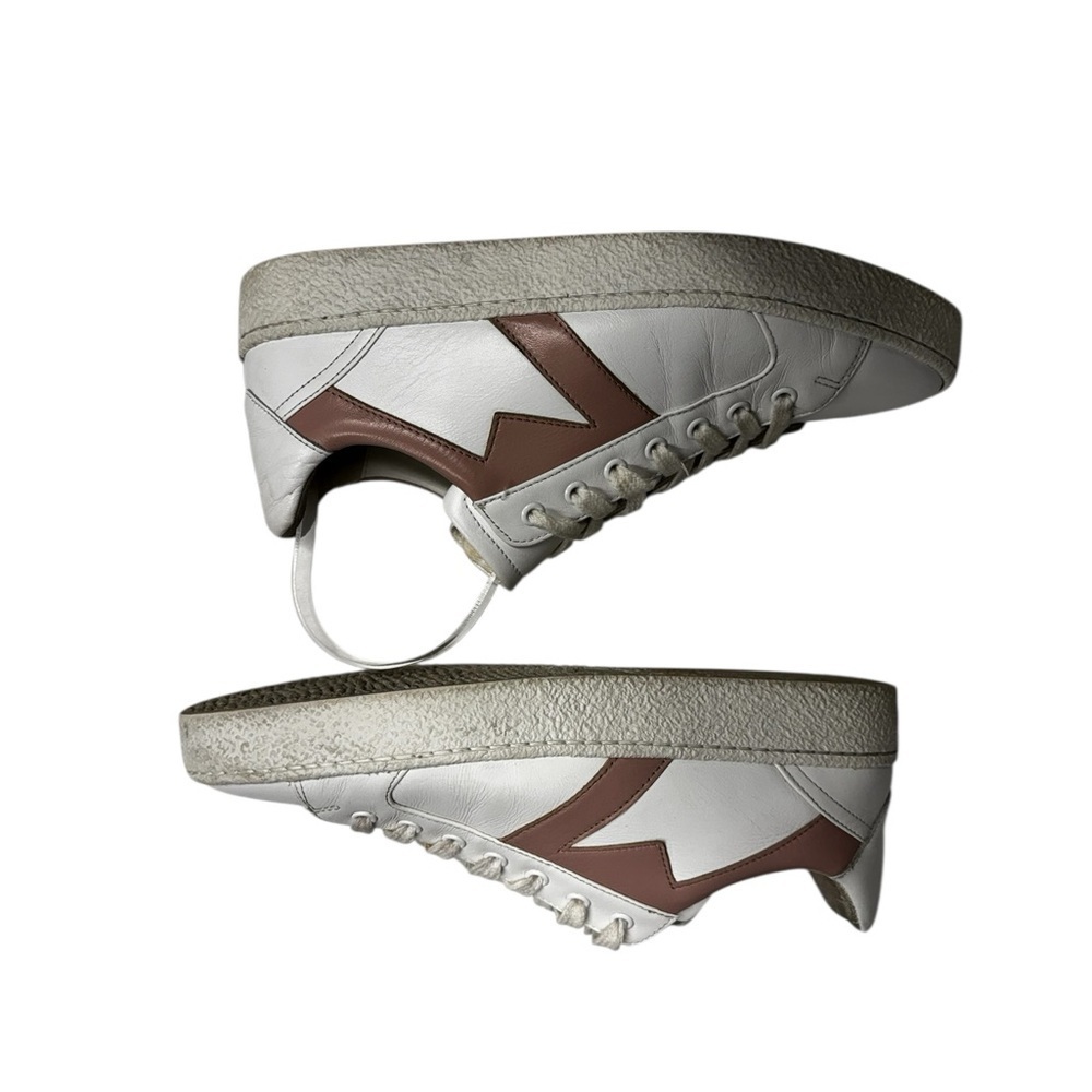 Maje Frenchy Rose Pale White and Pink Leather Sneaker Size 39 - Picture 4 of 13